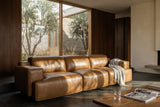 Valentina recliner Sofa in distressed Italian aniline leather
