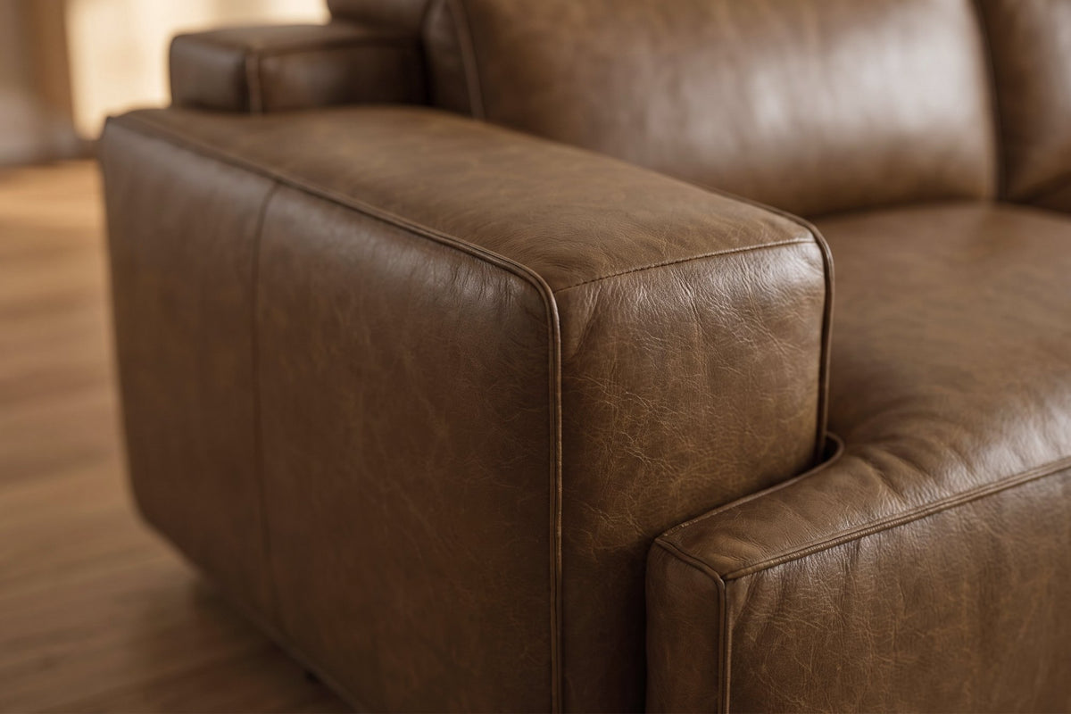 Valentina recliner Sofa in distressed Italian aniline leather