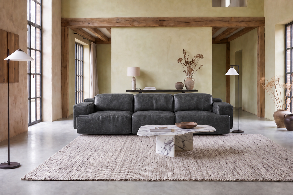 Valentina Distressed Leather Recliner Sofa