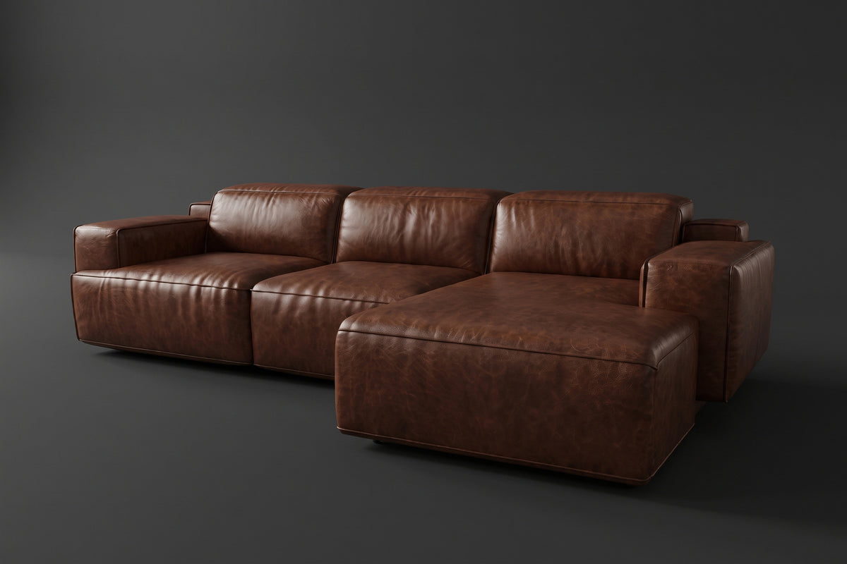 Valentina Distressed Leather Recliner Sectional Sofa