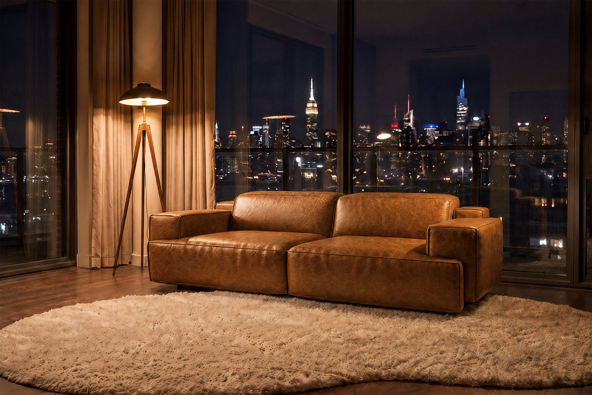 Valentina Distressed Leather Recliner Sofa