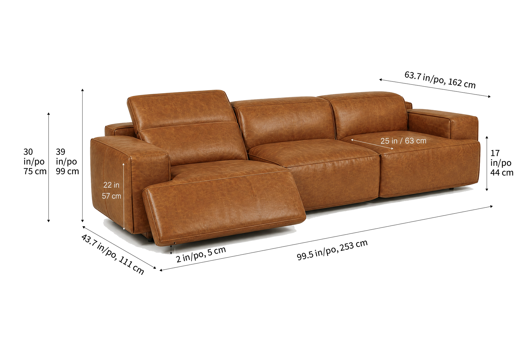 Valentina Distressed Leather Recliner Sofa