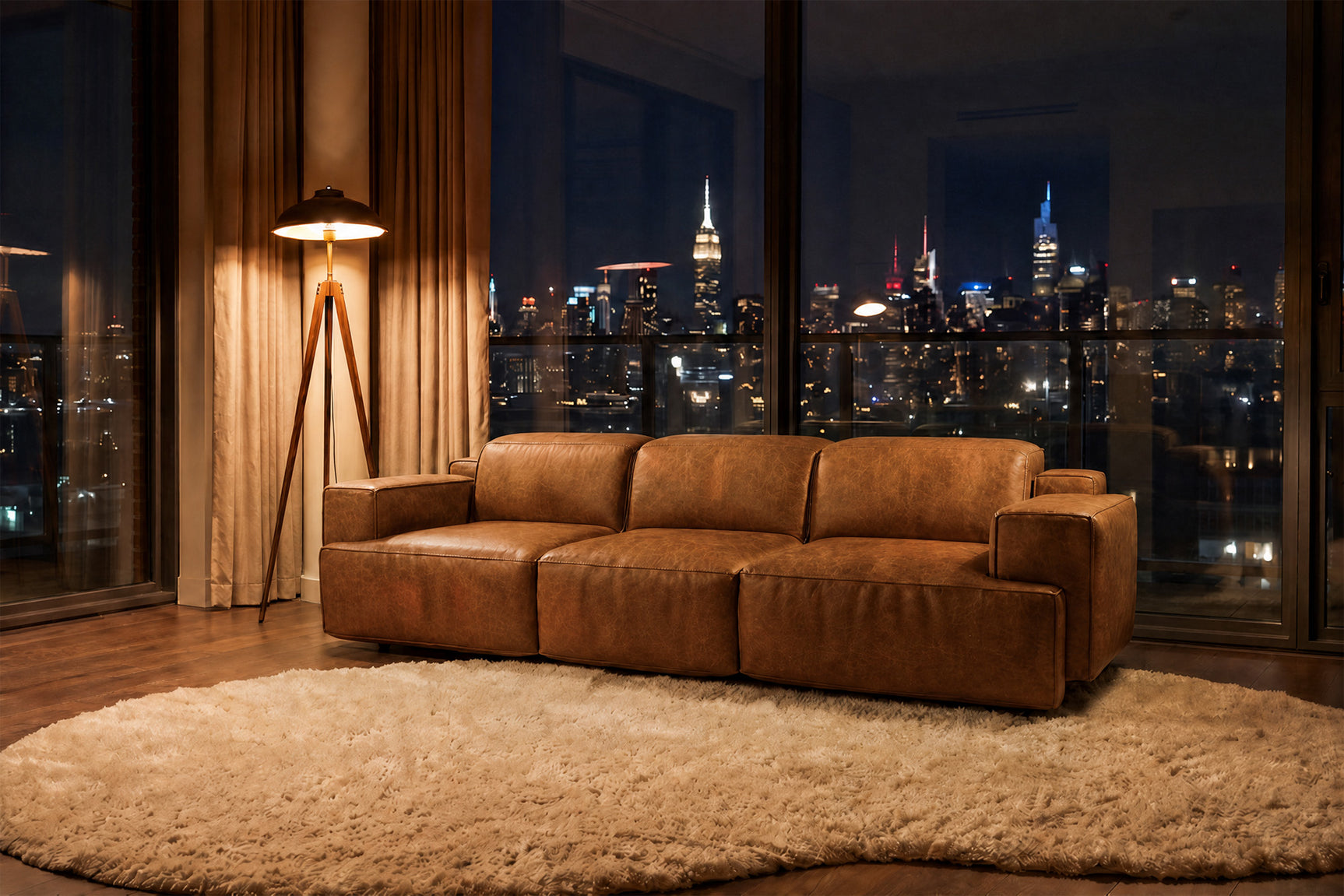 Valentina Distressed Leather Recliner Sofa