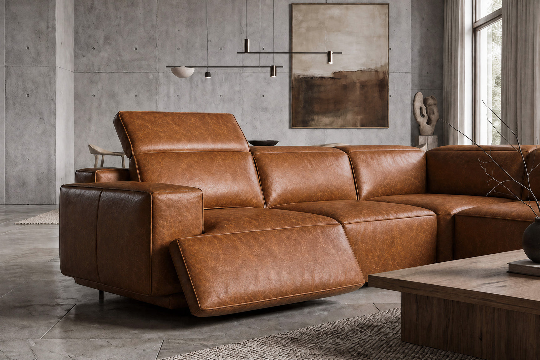 Valentina Distressed Leather Recliner Sofa