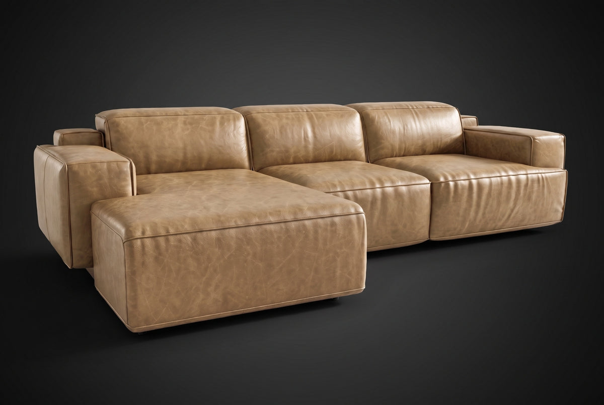 Valentina Distressed Leather Recliner Sectional Sofa
