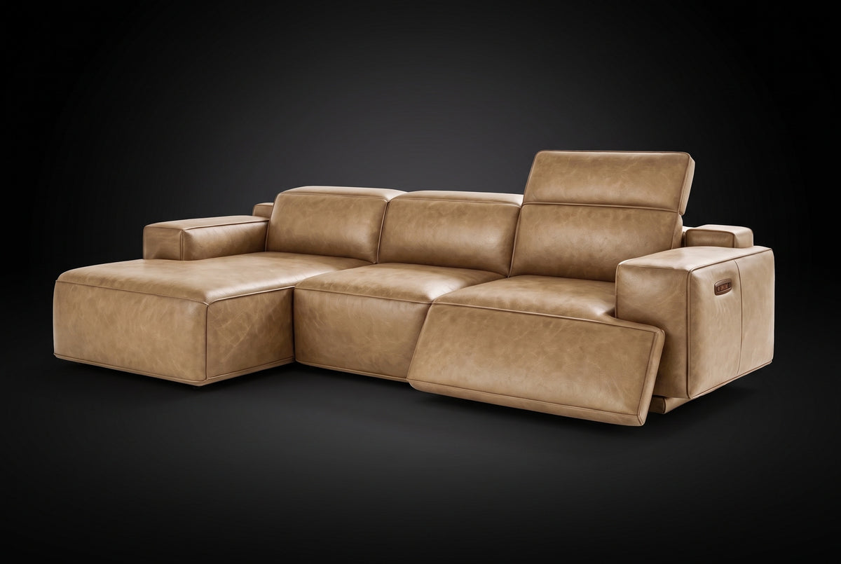 Valentina Distressed Leather Recliner Sectional Sofa