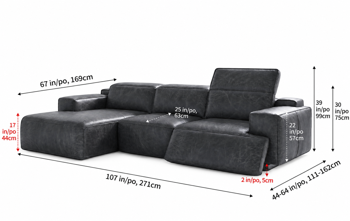 Valentina Distressed Leather Recliner Sectional Sofa