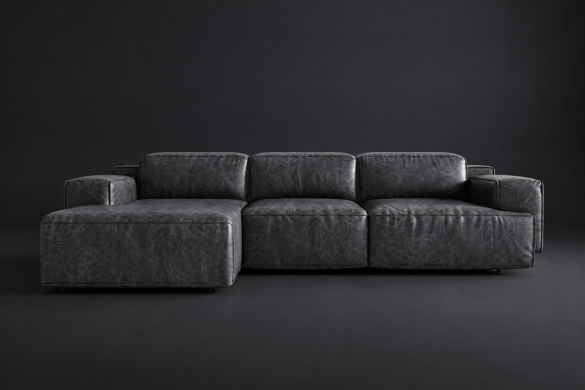 Valentina Distressed Leather Recliner Sectional Sofa