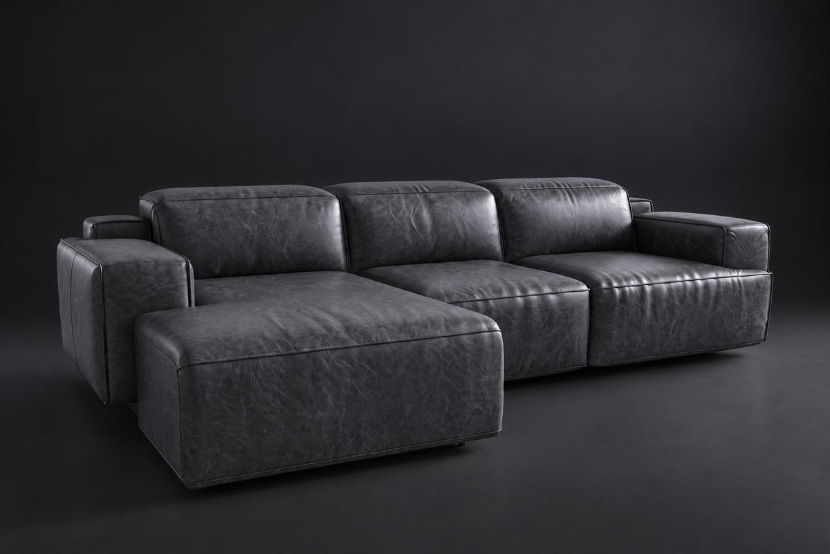 Valentina Distressed Leather Recliner Sectional Sofa