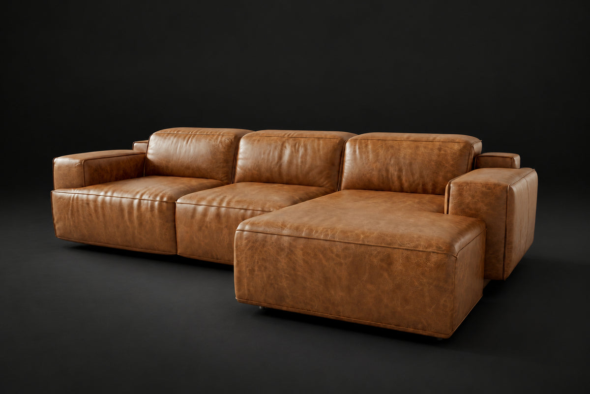 Valentina Distressed Leather Recliner Sectional Sofa
