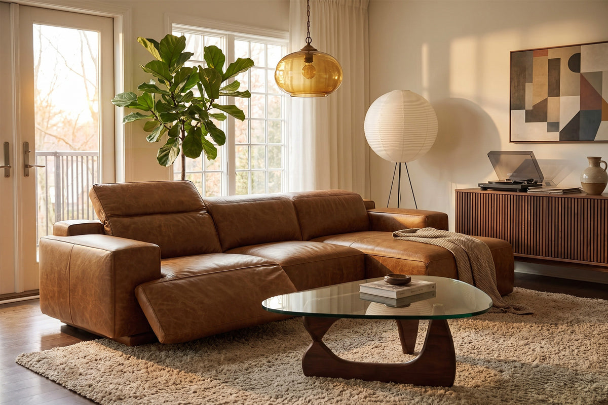 Valentina Distressed Leather Recliner Sectional Sofa