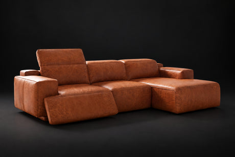 Valentina Distressed Leather Recliner Sectional Sofa