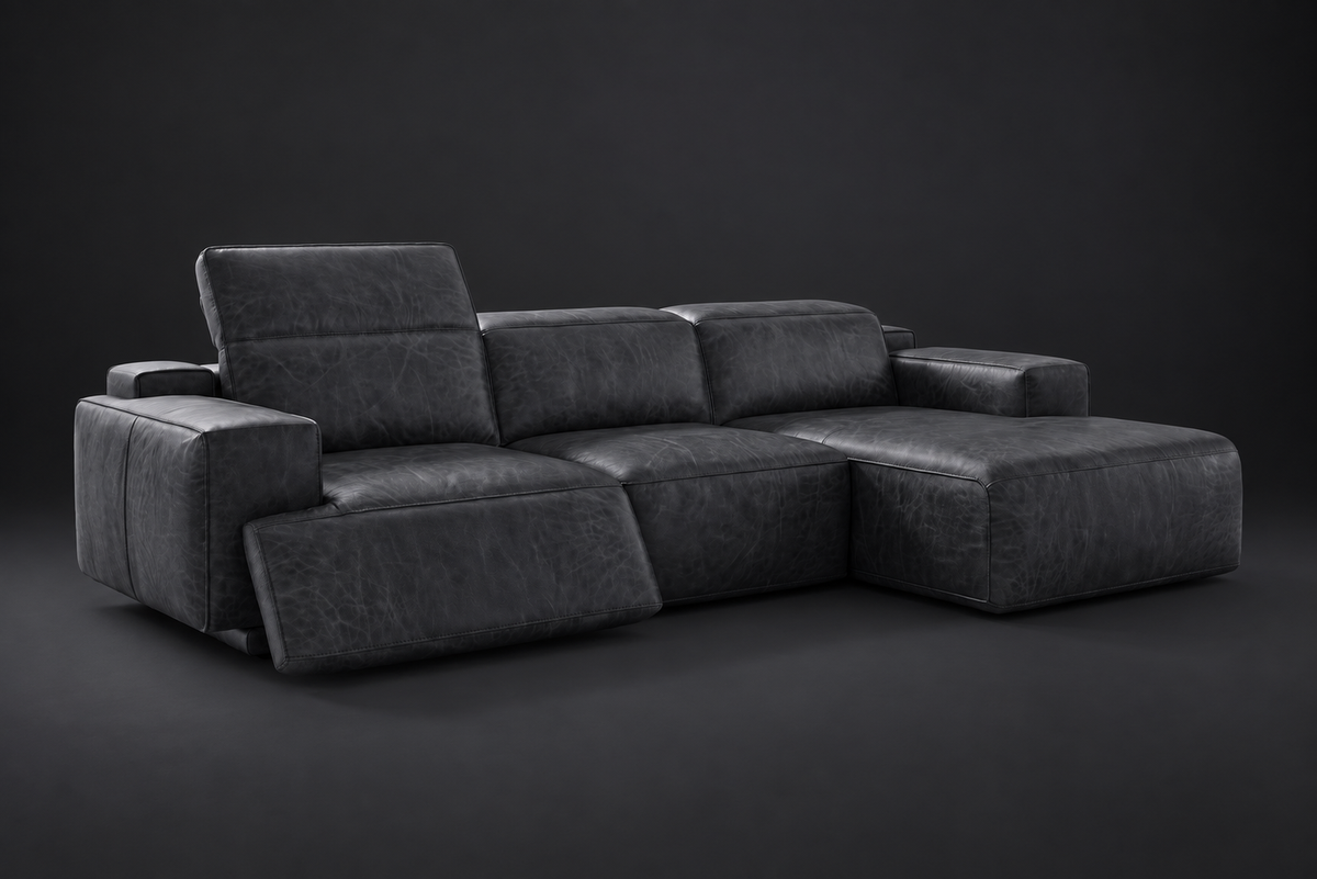 Valentina Distressed Leather Recliner Sectional Sofa