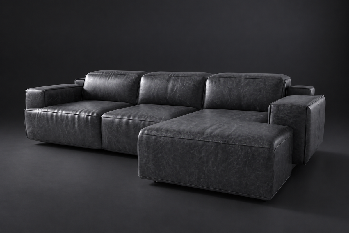 Valentina Distressed Leather Recliner Sectional Sofa