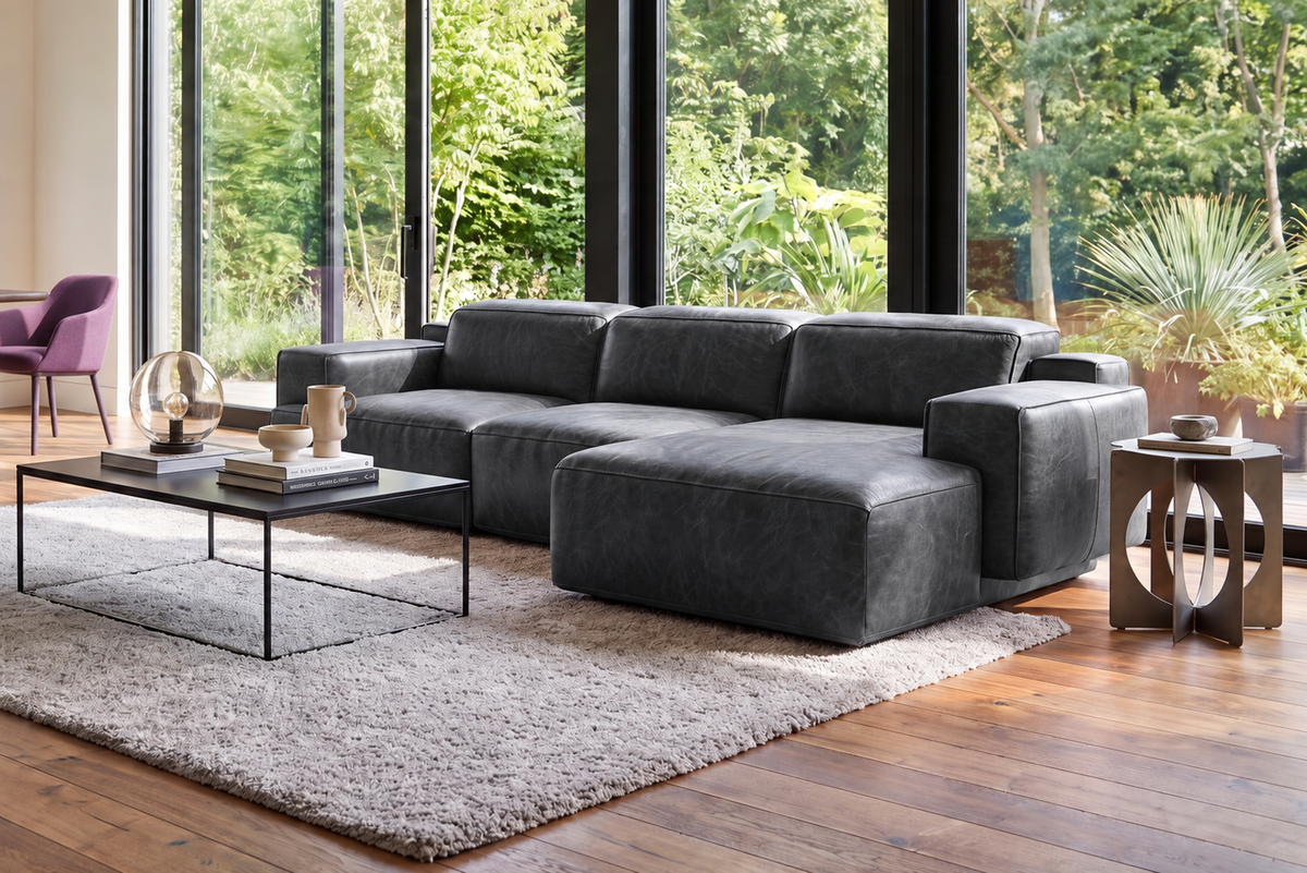 Valentina Distressed Leather Recliner Sectional Sofa