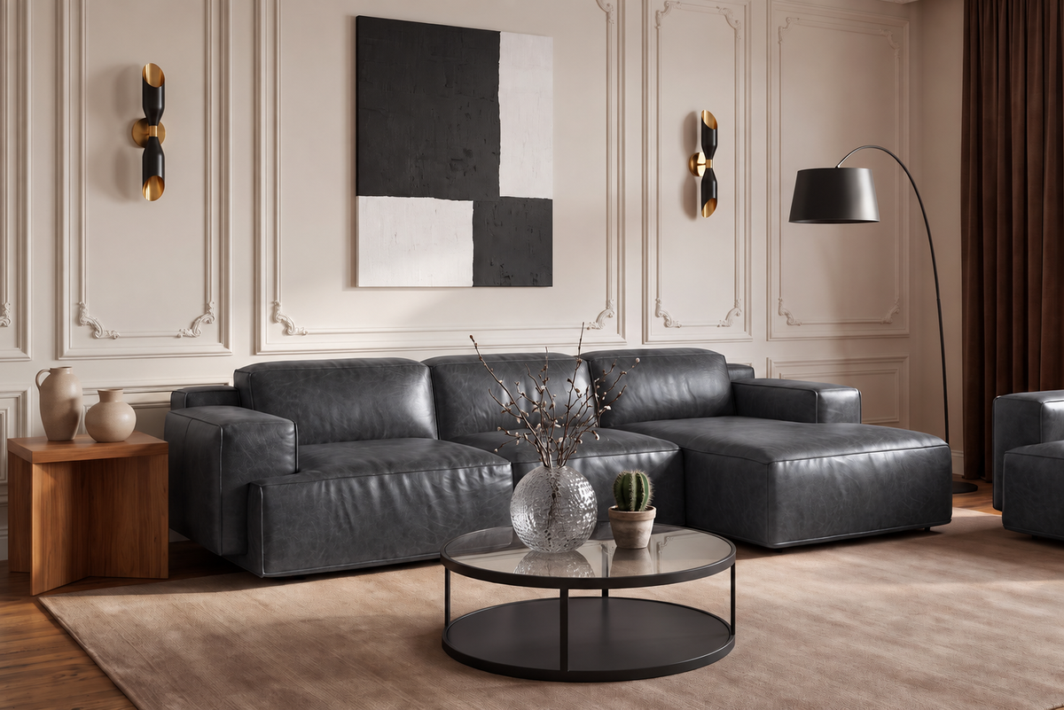 Valentina Distressed Leather Recliner Sectional Sofa