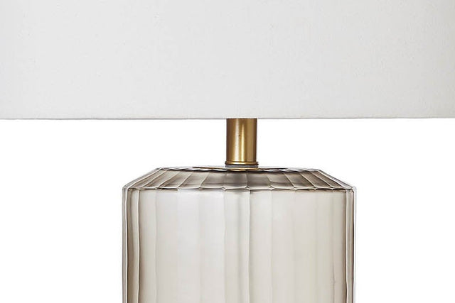 Valeria Ribbed Frosted Glass Table Lamp - Brass-Tone Neck