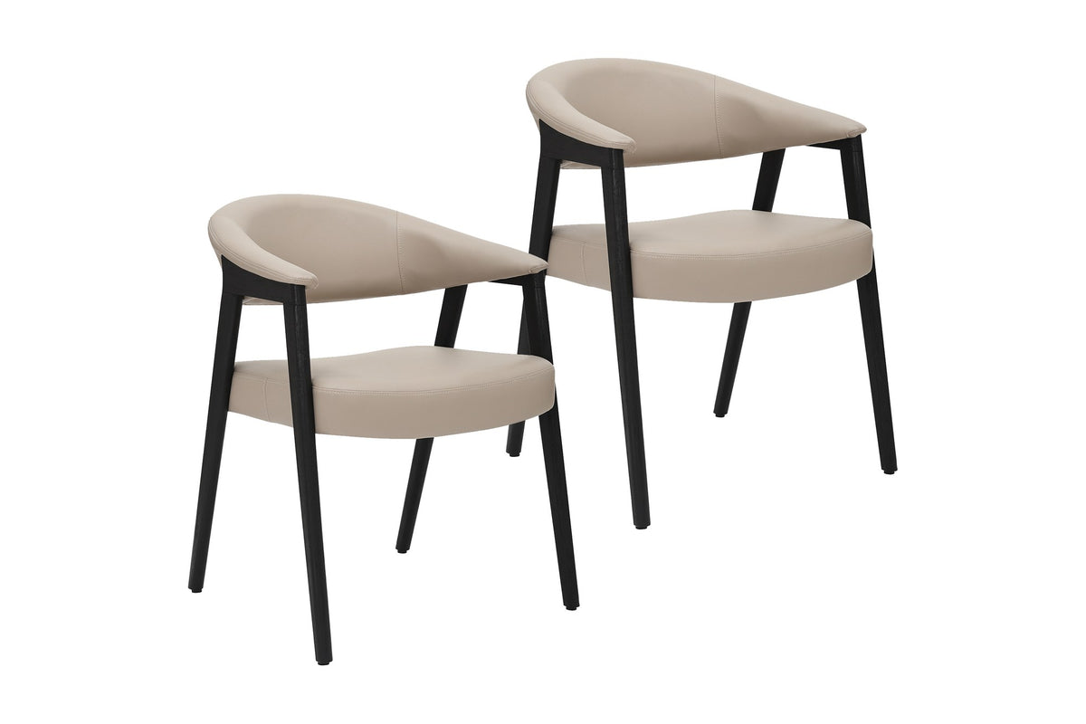 Set of two Vance mushroom faux leather dining armchairs