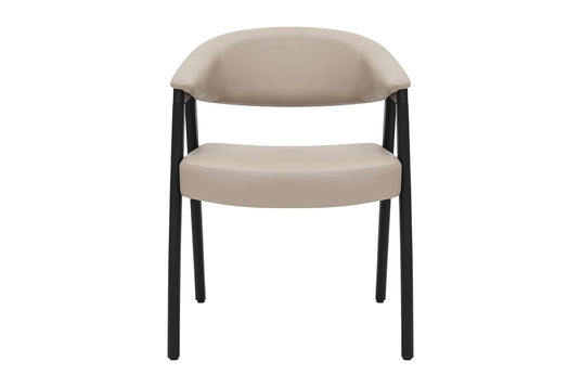 Vance Mushroom Faux Leather Dining Armchair (Set of 2) - Taupe Against Black Wood