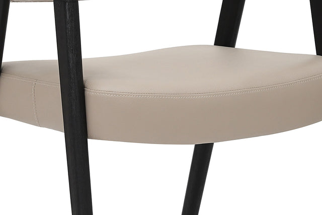 Vance Mushroom Faux Leather Dining Armchair (Set of 2) - Spring-Supported Seat
