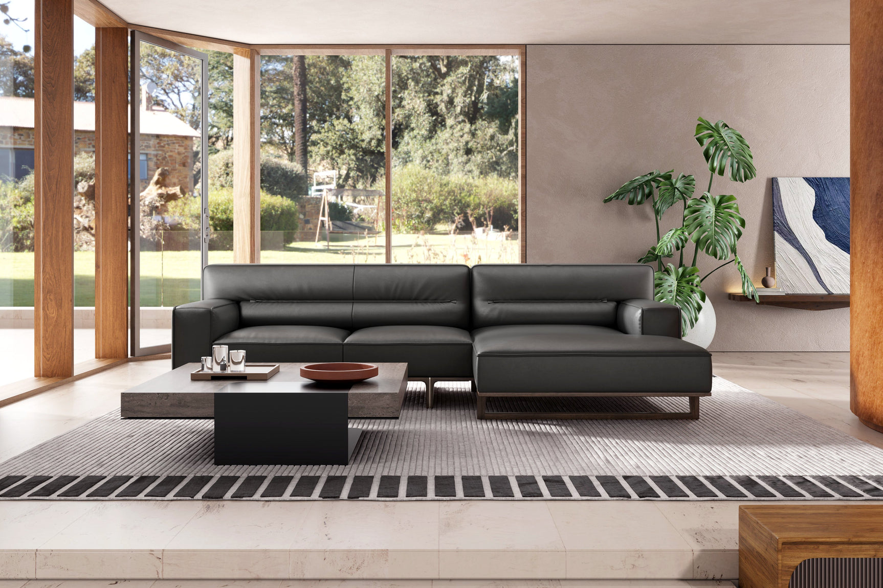 Varna Leather Sectional Sofa
