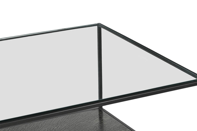 Vaughn Glass and Black Iron Coffee Table - Clear Tempered Glass Top