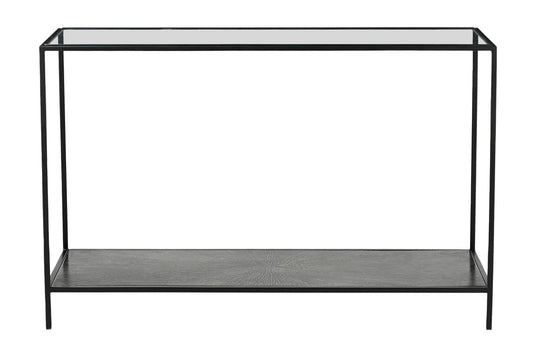 Vaughn Glass and Black Iron Console Table - Built for Narrow Spaces