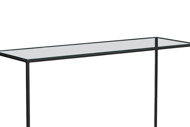 Vaughn Glass and Black Iron Console Table - Clear Tempered Glass Top
