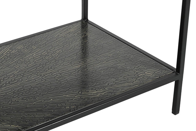 Vaughn Glass and Black Iron Console Table - Slim Black Iron Frame