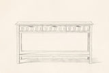 Pencil drawing of the Velletri console table, front view