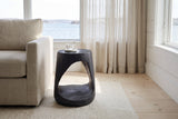 Venzone side table in Black beside a linen sofa in a bright Halifax living room with a harbour view