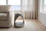 Venzone side table in Grey beside a linen sofa in a bright Halifax living room with a harbour view