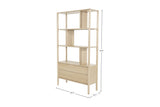 Vesper bookcase dimensions: 35.4 in wide, 13.7 in deep, 70.9 in high