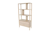 Vesper light oak bookcase, three-quarter view from the left