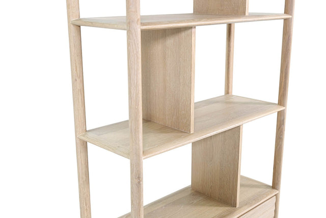 Vesper Light Oak Open-Back Bookcase with Drawers - Open-Back Shelving