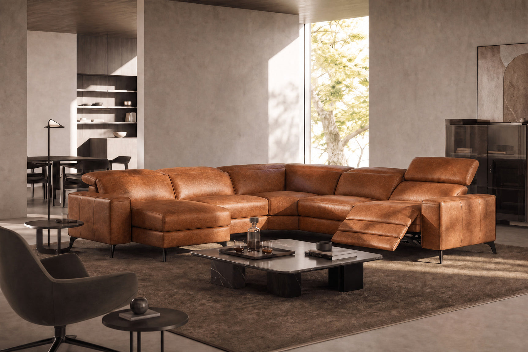 Valencia Esther corner recliner sectional, angled view