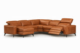 Valencia Esther distressed leather corner recliner sectional, front view