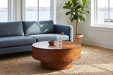 Vieste coffee table in front of a slate-blue sofa in a Halifax living room with a harbour view