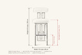 Vigoleno dimensions: 43 in high, 19 in wide, 23 in deep, seat height 29.5 in, footrest 12.2 in, seat 19.25 x 19 in