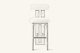 Pencil drawing of the Vigoleno bar stool, front view