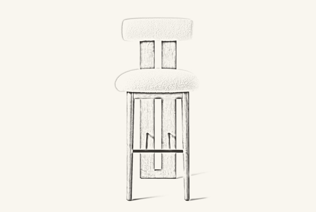 Pencil drawing of the Vigoleno bar stool, front view