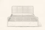Pencil drawing of the Vinci cane bed traced from the front view