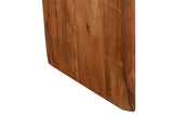 Close-up of a Visso console panel leg in Pecan: solid acacia grain and the flat, bevelled foot