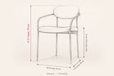 Vitorchiano arm dining chair dimensions: 22 in wide, 22 in deep, 31 in high, seat 18.25 in high
