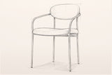 Pencil sketch of the Vitorchiano arm dining chair, three-quarter view