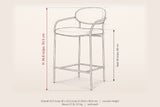 Vitorchiano counter stool dimensions: 36.8 in high, seat height 26 in, 22.2 in wide and 22.2 in deep