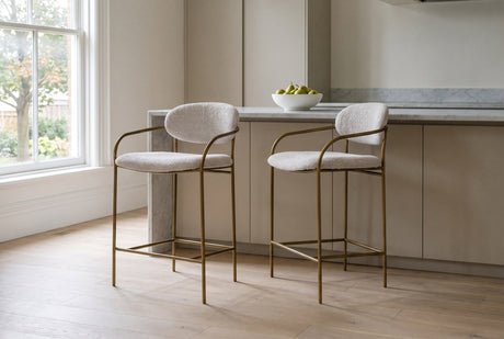 Vitorchiano Bouclé Arm Counter Stool