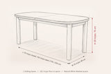 Vitorchiano dining table dimensions: 70 in long closed, 102 in open, 35 in wide, 30 in high