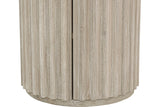 Close-up of the Vitorchiano reeds in Natural White Washed: convex reeds, the two door seams and the recessed round plinth