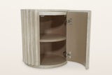Vitorchiano side table in Natural White Washed with its curved reeded door open